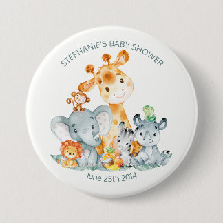 Watercolor Cute Safari Jungle Baby Shower 7.5 Cm Round Badge