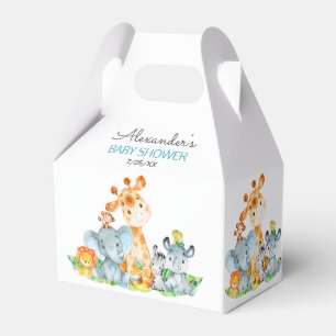 Watercolor Cute Safari Jungle Girl Baby Shower Favour Box