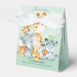 Watercolor Cute Safari Jungle Girl Birthday Favour Box