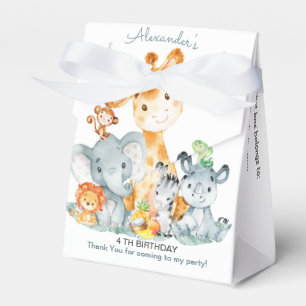 Watercolor Cute Safari Jungle Girl Birthday Favour Box