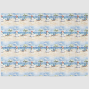 Watercolor Cute Snowman on Vacation Tissue Paper