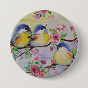 Watercolor - Cute Sparrows - 7.5 Cm Round Badge