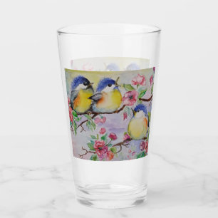 Watercolor - Cute Sparrows Glass