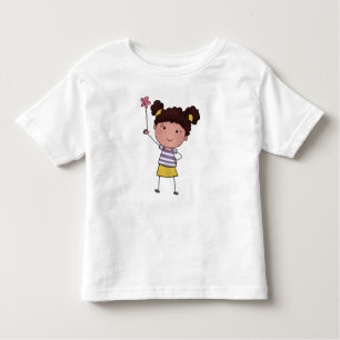 Watercolor Cute Stick Girl pink Flower Beautiful Toddler T-Shirt