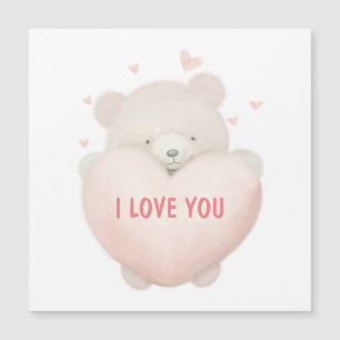 Watercolor Cute Teddy Bear With Heart - I LOVE YOU