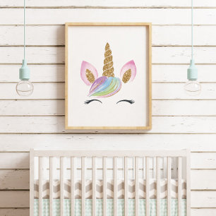 Watercolor Cute Unicorn Nursery Wall Decor Girl