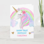 Watercolor Cute Unicorn Personalized Girl Birthday Card<br><div class="desc">Watercolor Cute Unicorn Personalized Girl Birthday</div>