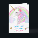 Watercolor Cute Unicorn Personalized Girl Birthday Card<br><div class="desc">Watercolor Cute Unicorn Personalized Girl Birthday</div>