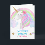 Watercolor Cute Unicorn Personalized Girl Birthday Card<br><div class="desc">Watercolor Cute Unicorn Personalized Girl Birthday</div>