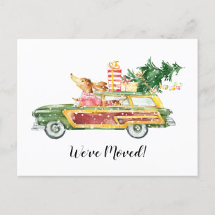 Watercolor Cute We've Moved Christmas Holiday Postcard