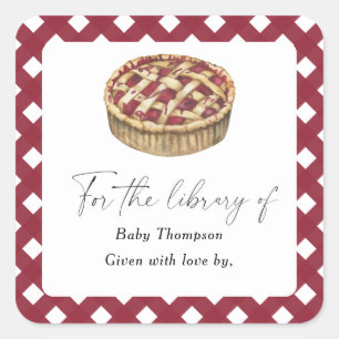Watercolor cutie pie - Baby Shower bookplate Square Sticker