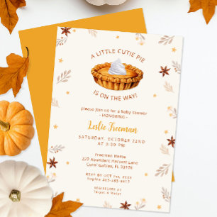 Watercolor Cutie Pie Fall Baby Shower Invitation