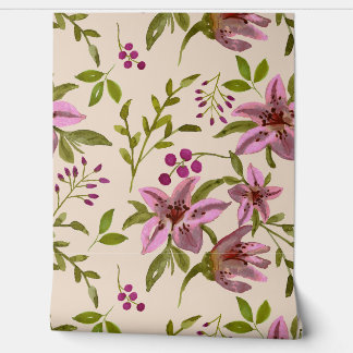 Watercolor Cuttings Of Tiger Lily Flowers Wallpaper
