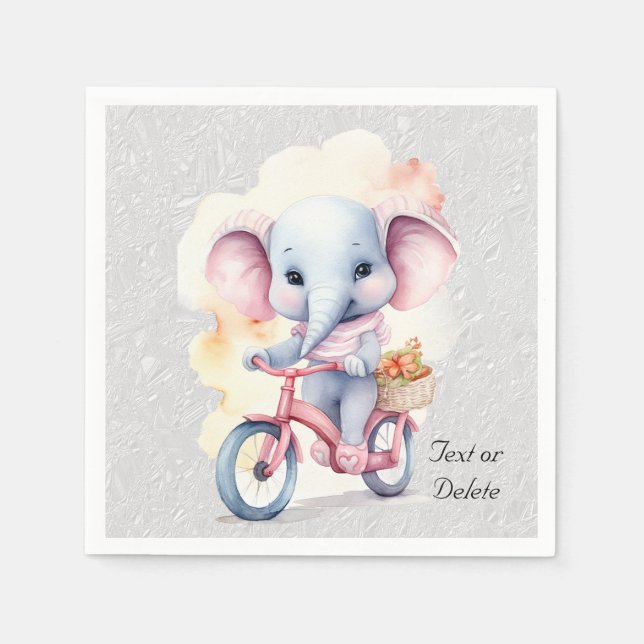 Watercolor Cycling Elephant Napkins (Front)