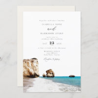 Watercolor Cyprus Aphrodite Beach Ocean Wedding