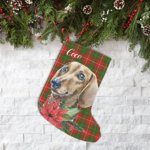 Watercolor Dachshund Dog Personalised   Small Christmas Stocking