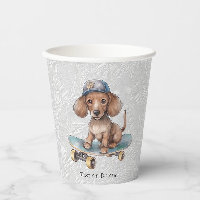 Watercolor Dachshund Paper Cups (Front)