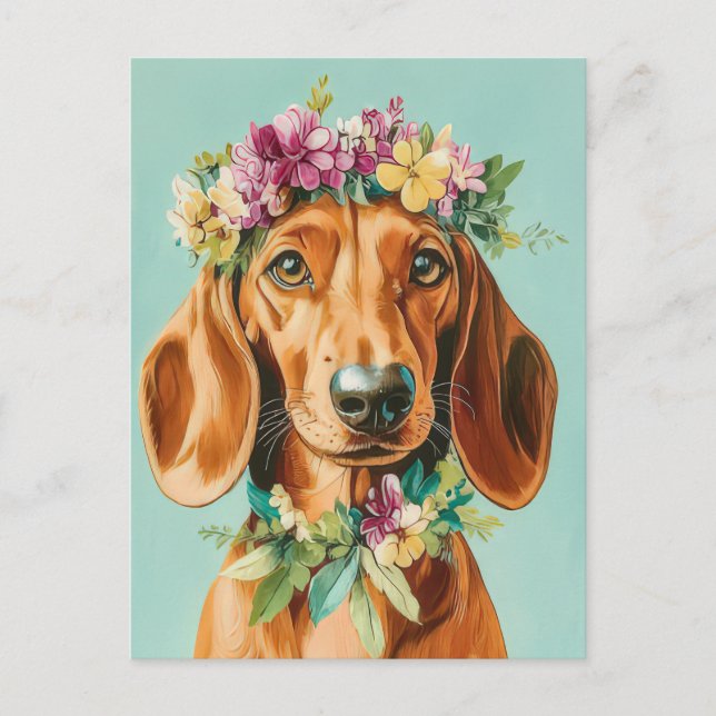 Watercolor Dachshund Postcard  (Front)