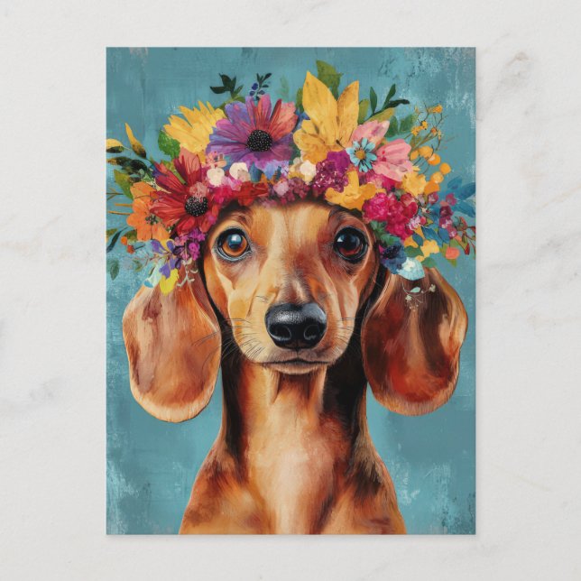 Watercolor Dachshund Postcard  (Front)