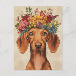Watercolor Dachshund Postcard 