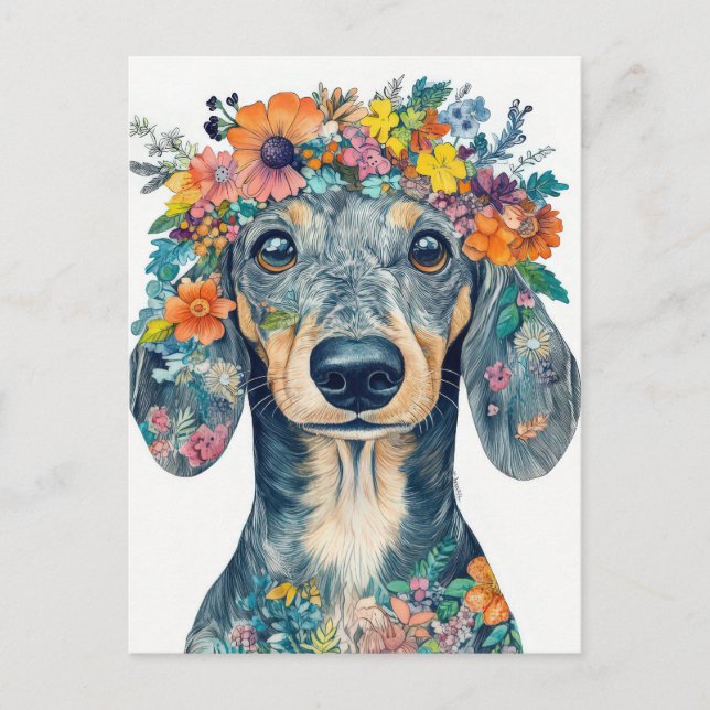 Watercolor Dachshund Postcard  (Front)