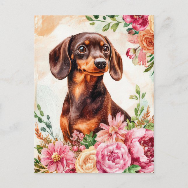 Watercolor Dachshund Postcard  (Front)