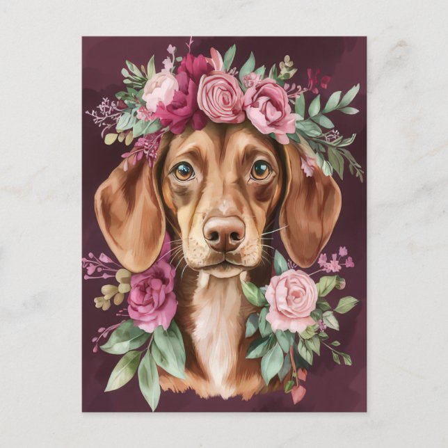 Watercolor Dachshund Postcard  (Front)