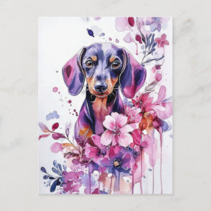 Watercolor Dachshund Postcard