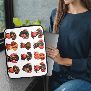 Watercolor Dachshund Valentine with Red Heart Laptop Sleeve
