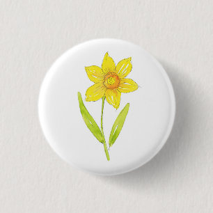 Watercolor Daffodil 2 3 Cm Round Badge
