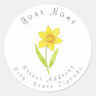 'Watercolor Daffodil 2' Address Label