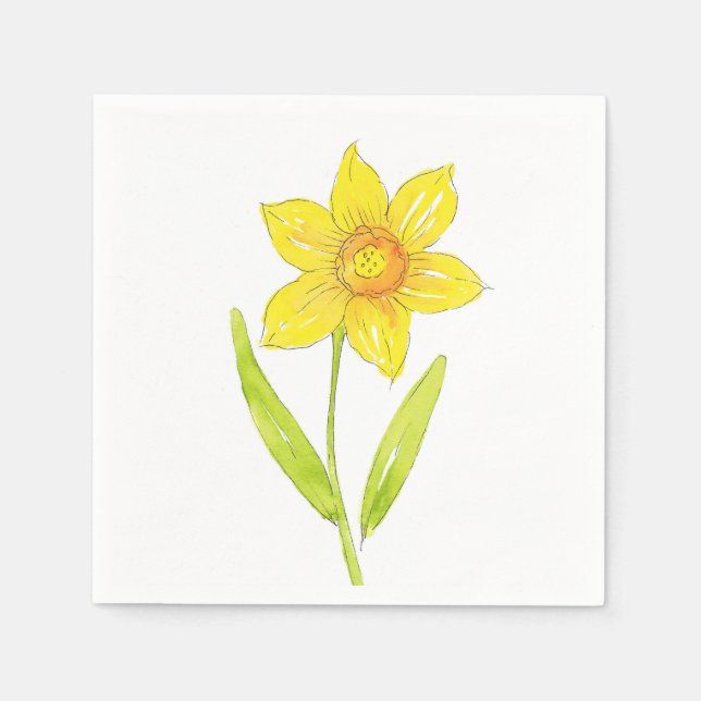 Watercolor Daffodil 2 Napkin (Front)