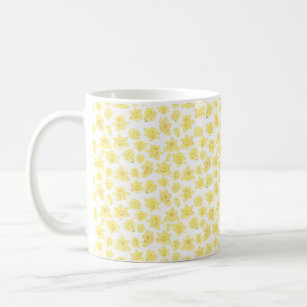 Watercolor Daffodil Ditzy Floral Patterned Coffee Mug