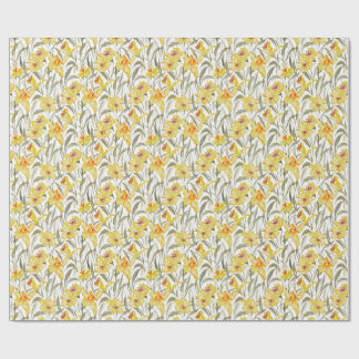 Watercolor Daffodil Floral Garden Spring Wrapping Paper