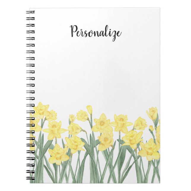 Watercolor Daffodil Floral Notebook (Front)