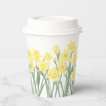 Watercolor Daffodil Paper Cups