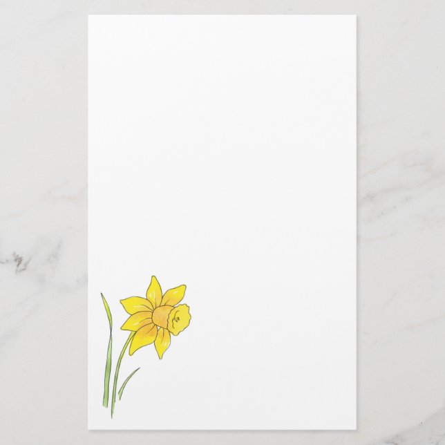 Watercolor Daffodil Stationery (Front)