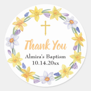 Watercolor Daffodil Wreath Floral Sticker