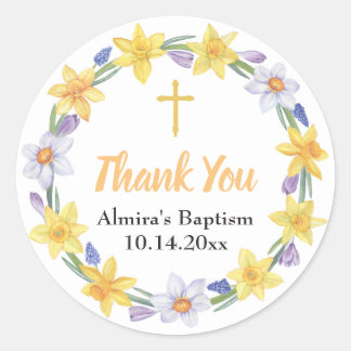 Watercolor Daffodil Wreath Floral Sticker