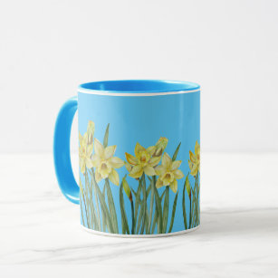 Watercolor Daffodils Flower Portrait Illustration Mug