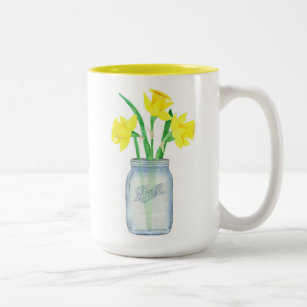 Watercolor Daffodils in Jar Mug