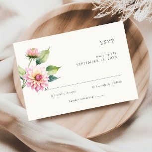 Watercolor Dahlia flower Wedding RSVP Card