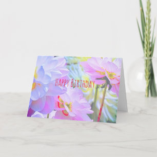 Watercolor Dahlia Flowers Happy Birthday Card