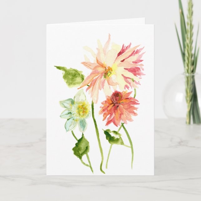 Watercolor Dahlia Greeting Card – Custom text (Front)