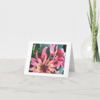 Watercolor dahlia painting folded card
