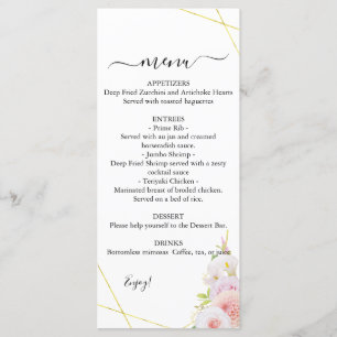 Watercolor  Dahlia & Roses Wedding Menu