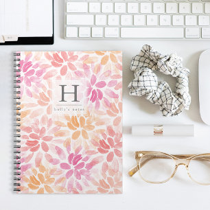 Watercolor Dahlias Monogram Notebook