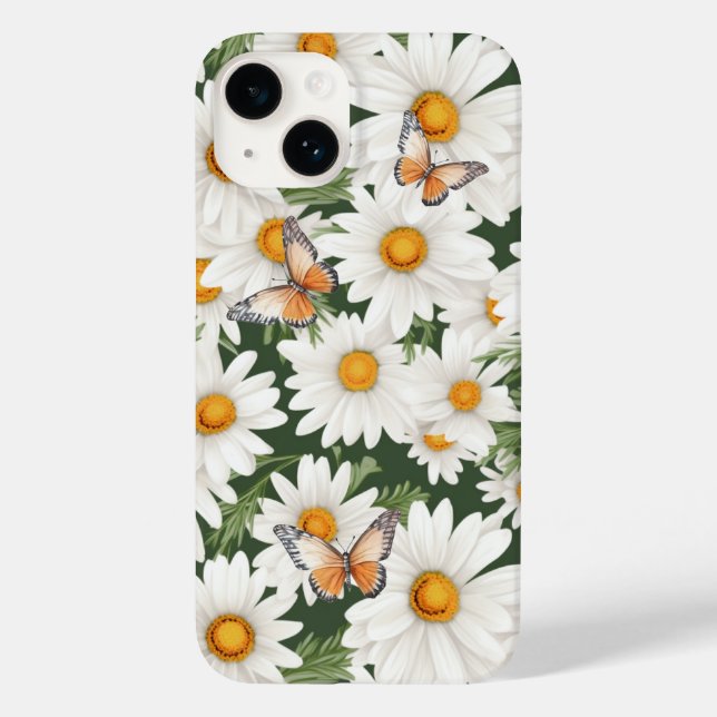 Watercolor Daisies and Monarch Butterflies Case-Mate iPhone Case (Back)