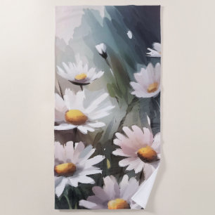 Watercolor Daisies Beach Towel