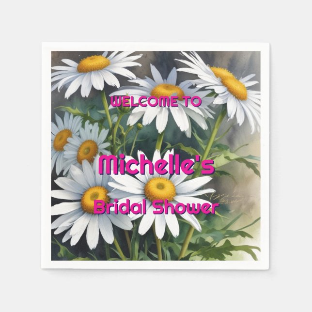 Watercolor Daisies Cute Bridal Shower  Napkin (Front)